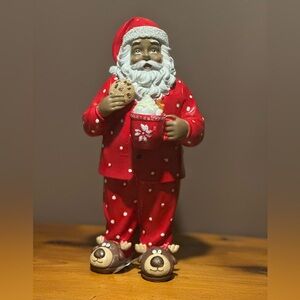 Festive Santa Figurine with Reindeer Slippers